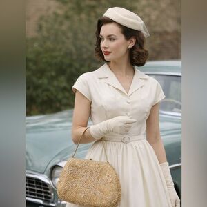 Elegant Vintage Gold Beaded Clutch